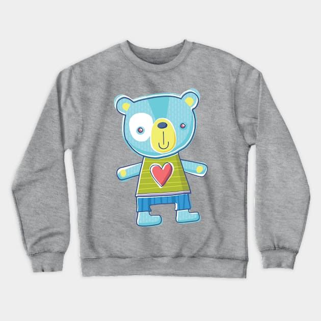 Blue Teddy Bear Cartoon Crewneck Sweatshirt by vaughanduck